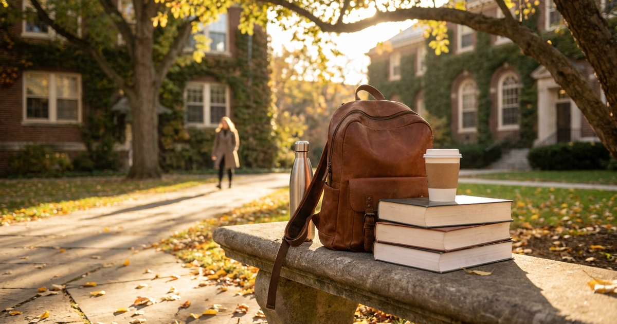 College student with Crohn's disease navigating campus life with confidence and a backpack