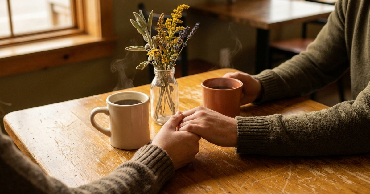 Peer support for Crohn's disease showing two people connecting over shared IBD experiences