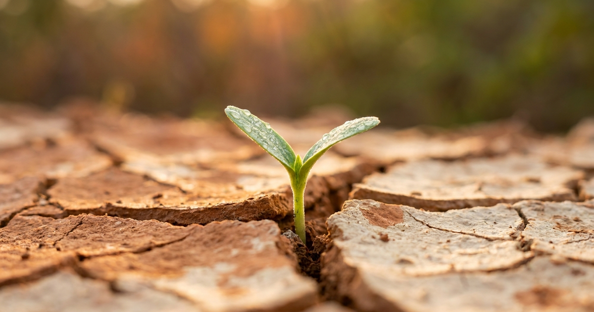 Post-traumatic growth in Crohn's disease represented by a seedling growing through cracked ground