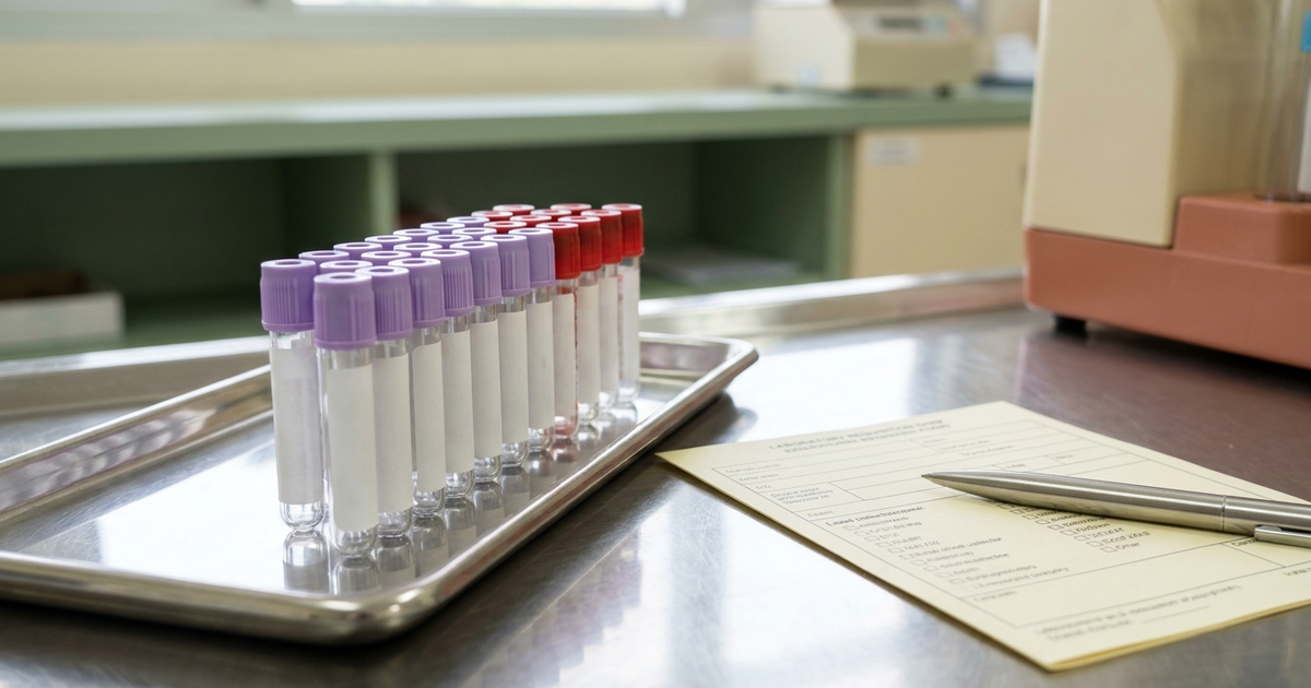 Therapeutic drug monitoring for Crohn's disease showing blood sample vial and biologic trough level results